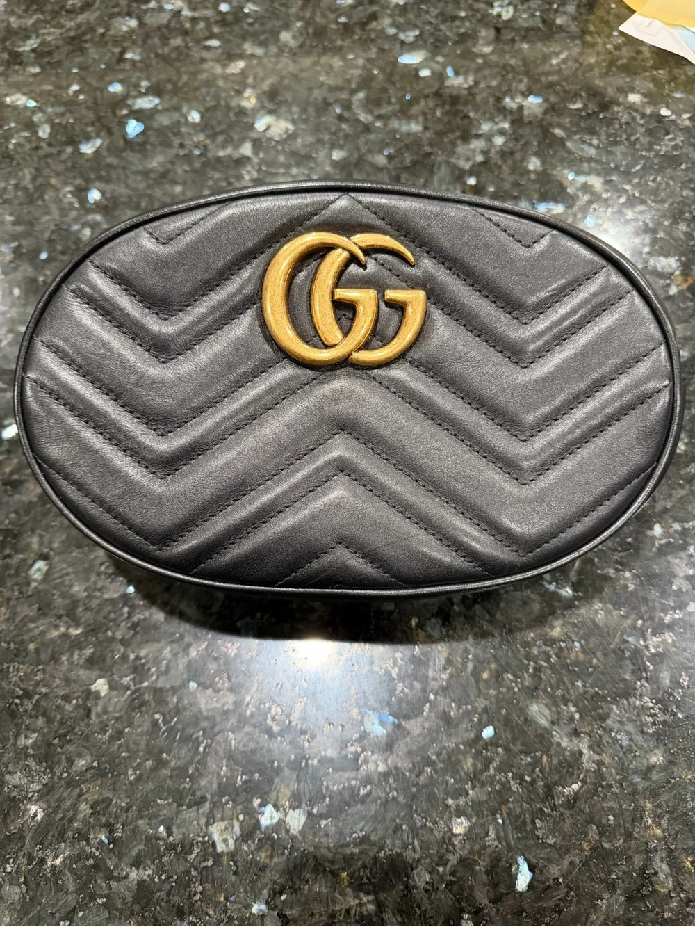 Gucci Black Quilted GG Marmont Belt bag